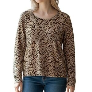 J.Crew Teddie Leopard Print Sweater Medium Animal Print Preppy Chic Quiet Luxury